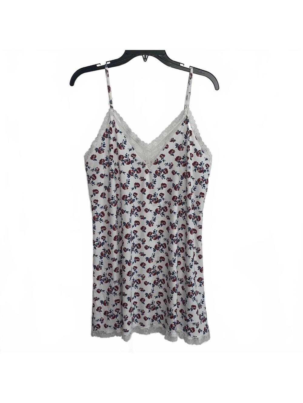 Y2K Floral Lace Trim Cami Tank Top XL Cottagecore Coquette Fairy Grunge
